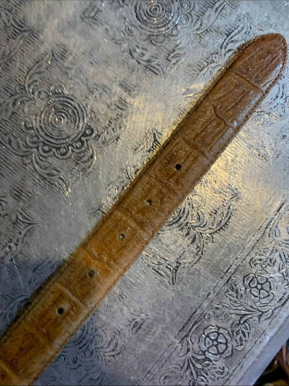 Vintage Leather Belt with Gold Animals